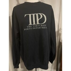 Taylor Swift The Tortured Poets Department Crewneck Sweat Shirt Black Medium